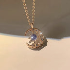 Collar con Colgante de Estrella en Piedra de Luna y Circonio para Mujer oro