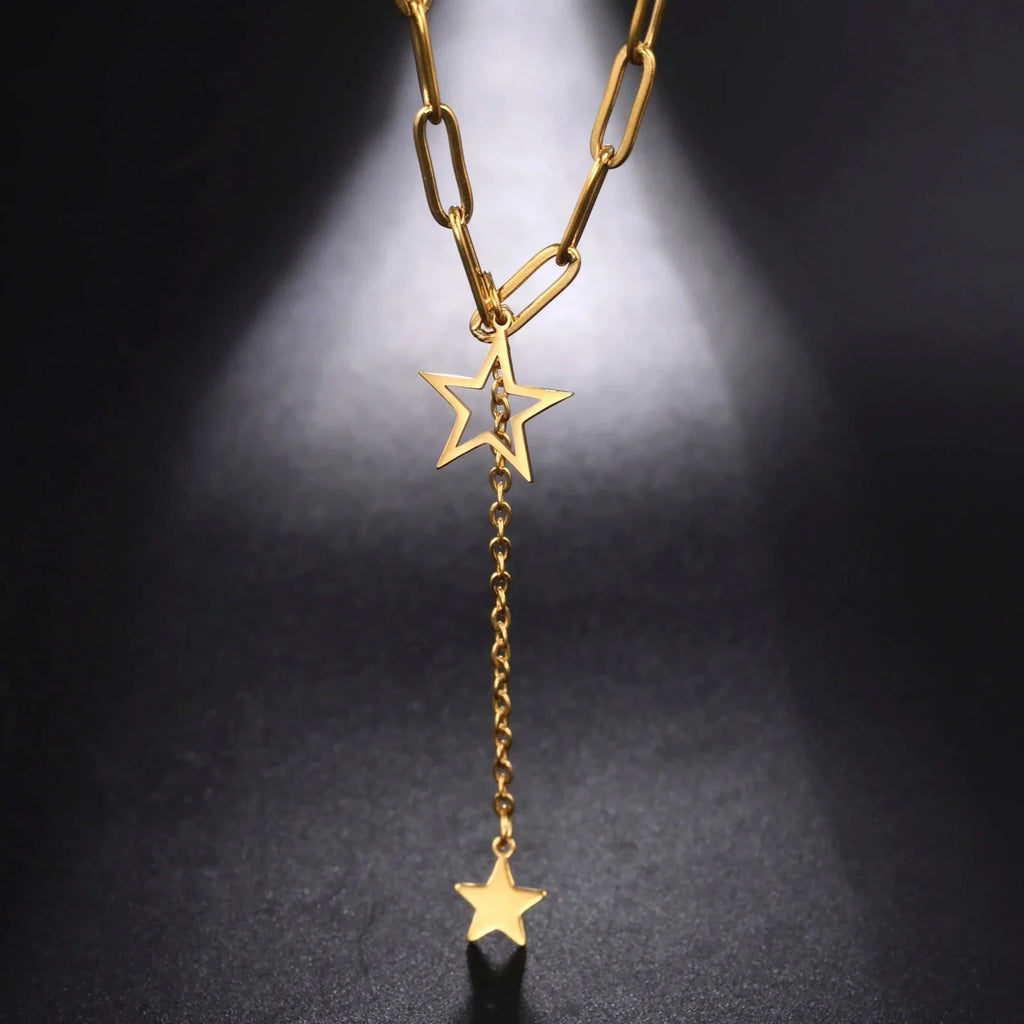 Collar con colgante de estrellas oro