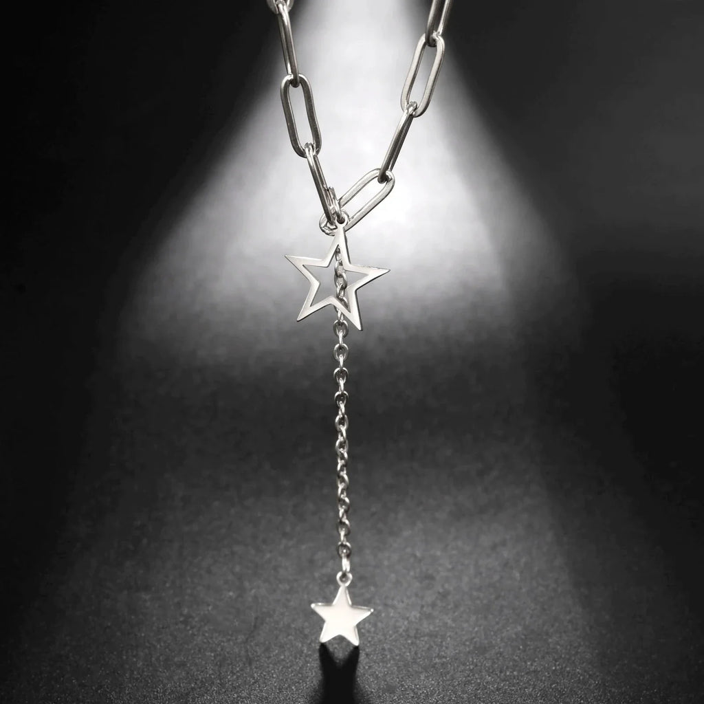 Collar con colgante de estrellas plata