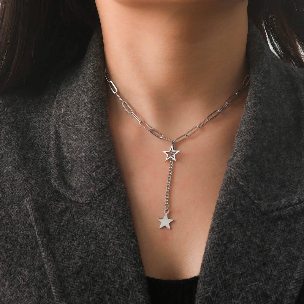 Collar con colgante de estrellas plata