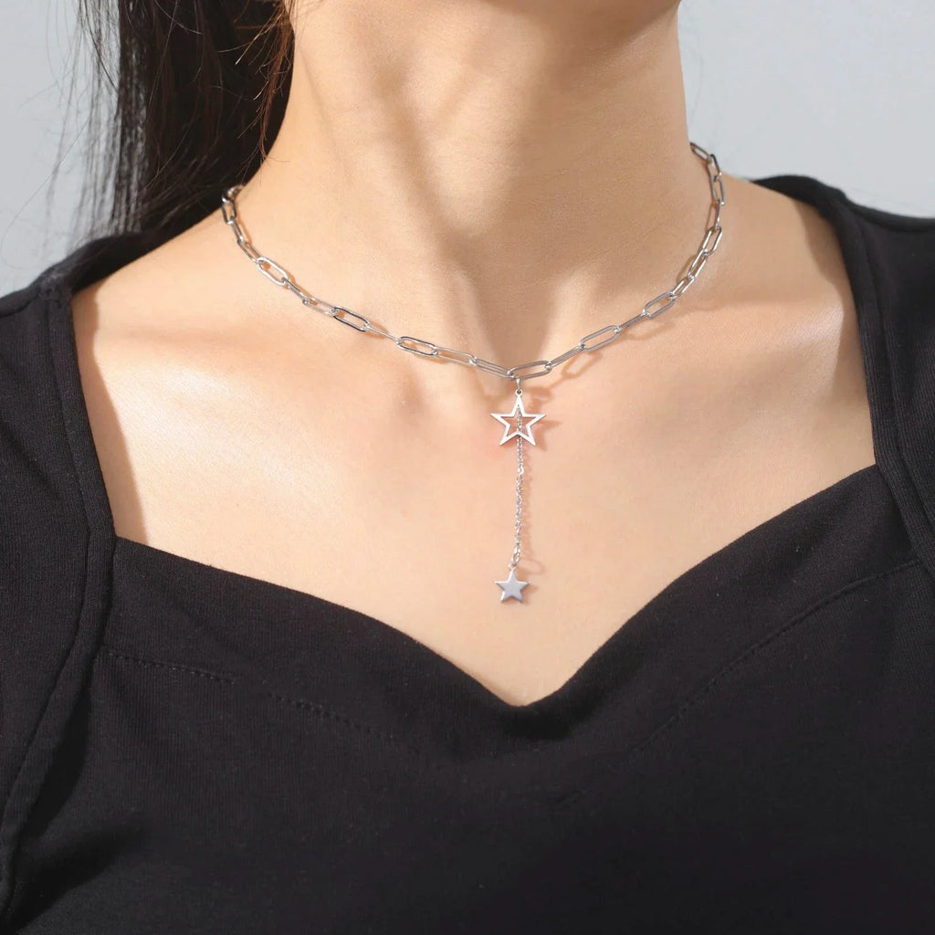 Collar con colgante de estrellas plata