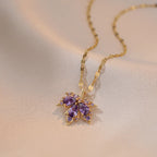 Collar con Colgante de Hoja de Arce Colorida violeta