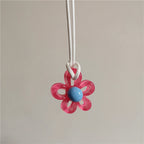 Collar con Colgante de Flor Colorida rojo