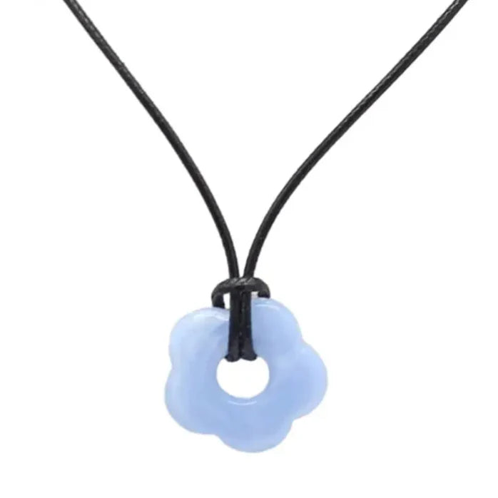 Collar con Colgante de Flor Estilo Romántico azul claro
