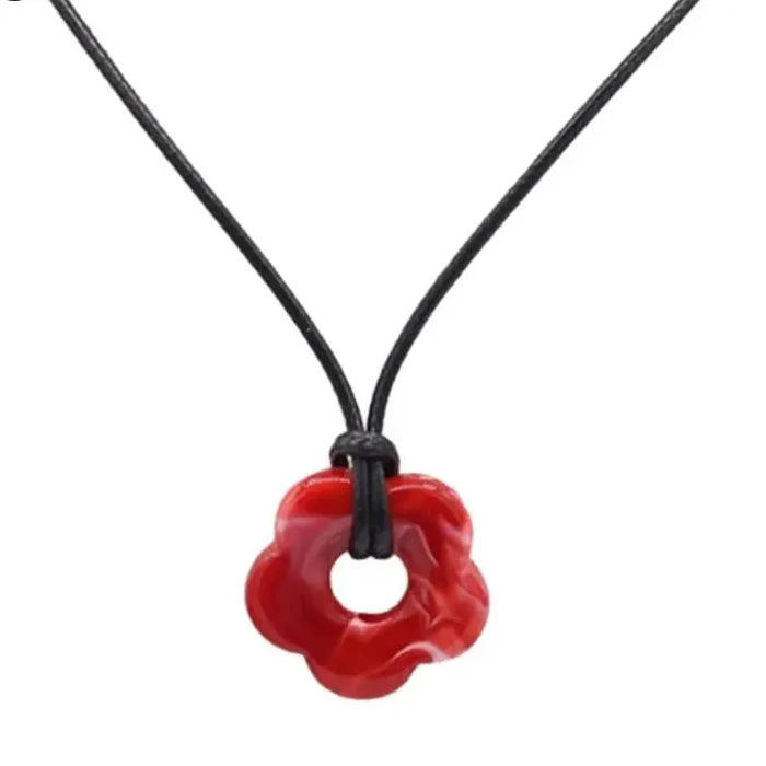 Collar con Colgante de Flor Estilo Romántico rojo
