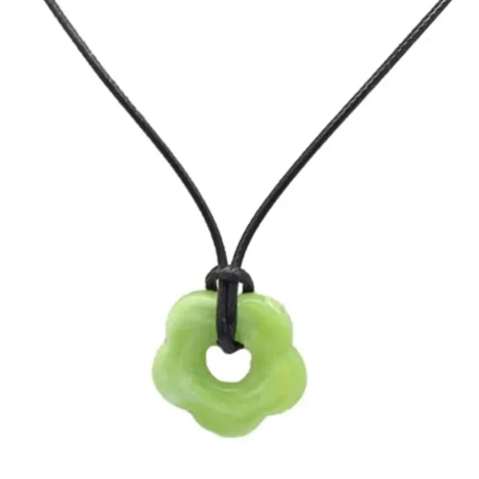 Collar con Colgante de Flor Estilo Romántico verde claro
