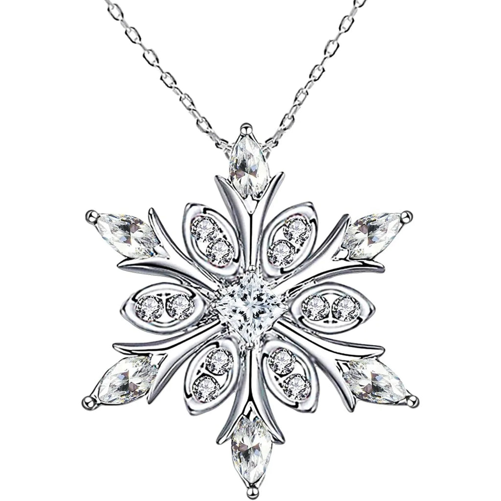 Collar con colgante de copo de nieve en circonia blanca