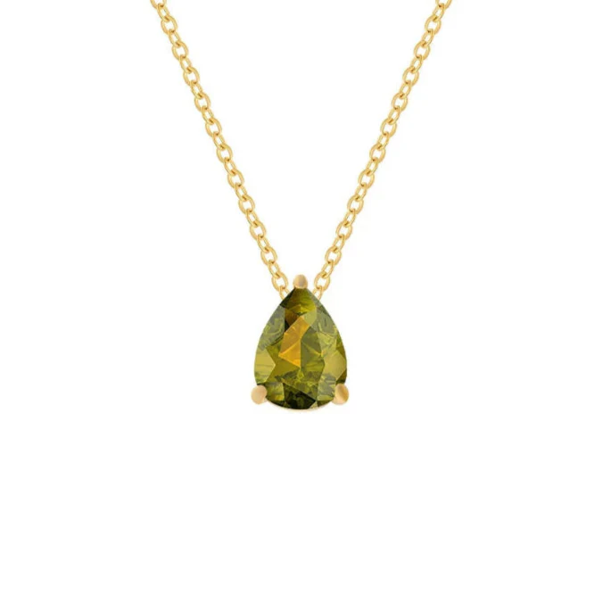 Collar con Colgante de Gota de Agua en Circón Piedra de Nacimiento