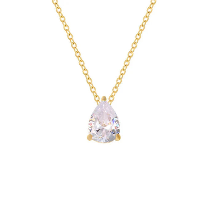 Collar con Colgante de Gota de Agua en Circón Piedra de Nacimiento