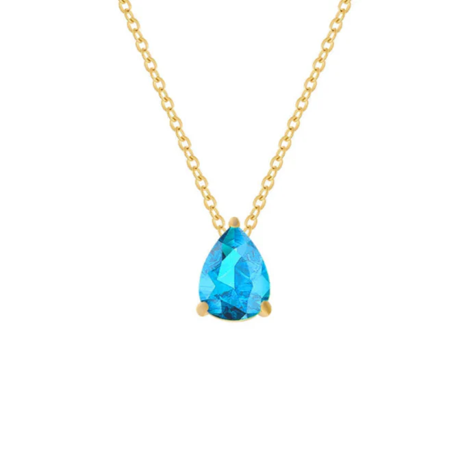 Collar con Colgante de Gota de Agua en Circón Piedra de Nacimiento