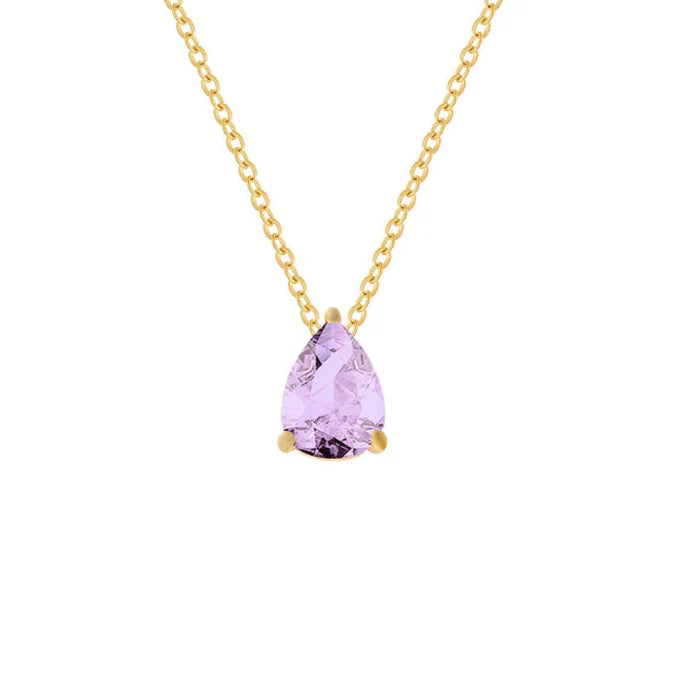 Collar con Colgante de Gota de Agua en Circón Piedra de Nacimiento