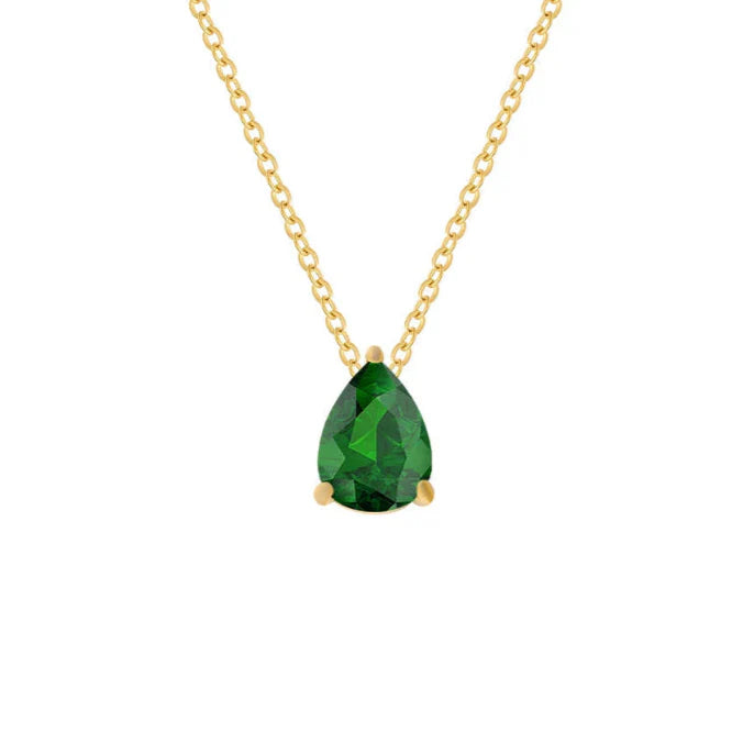 Collar con Colgante de Gota de Agua en Circón Piedra de Nacimiento