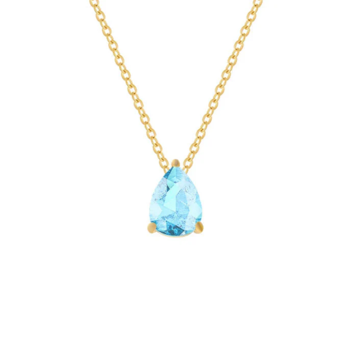 Collar con Colgante de Gota de Agua en Circón Piedra de Nacimiento