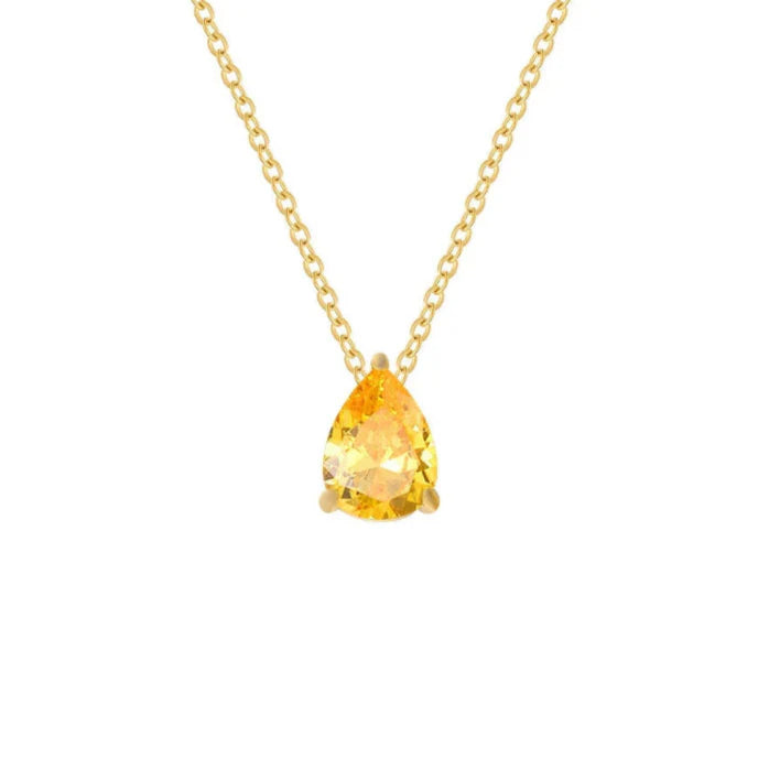 Collar con Colgante de Gota de Agua en Circón Piedra de Nacimiento