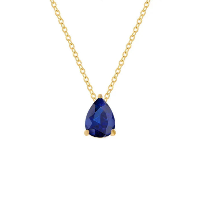 Collar con Colgante de Gota de Agua en Circón Piedra de Nacimiento