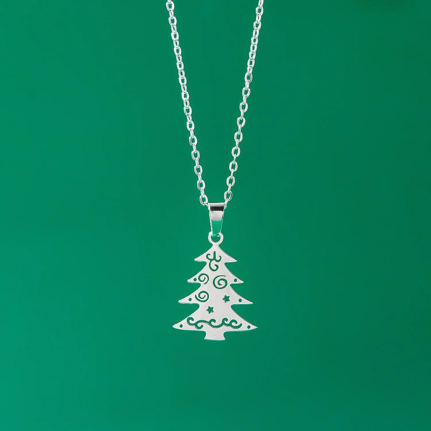 Collar con Colgante Invernal pino plata