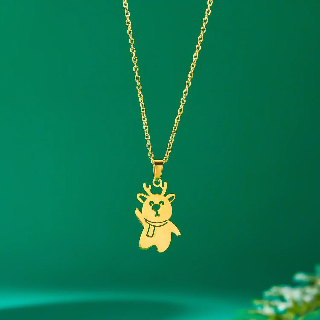 Collar con Colgante Invernal muñeco de nieve oro