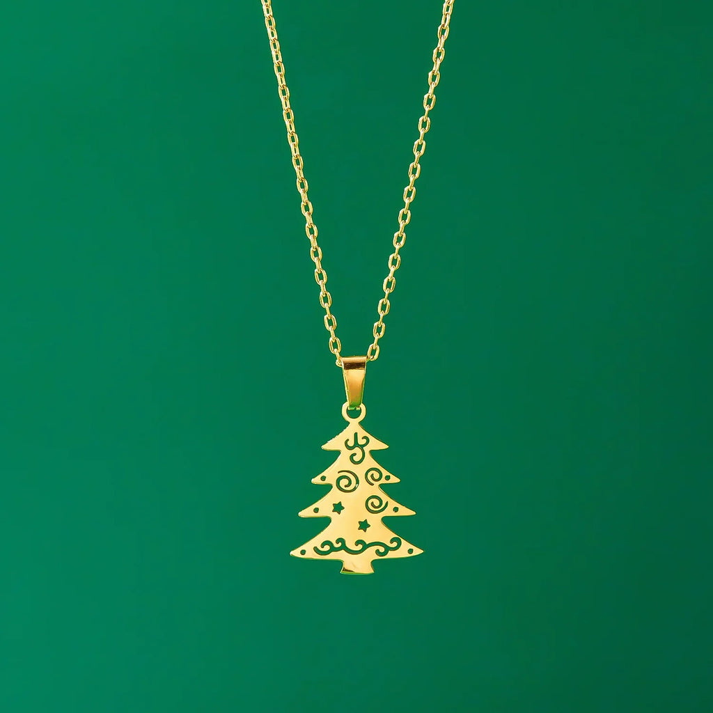 Collar con Colgante Invernal pino oro