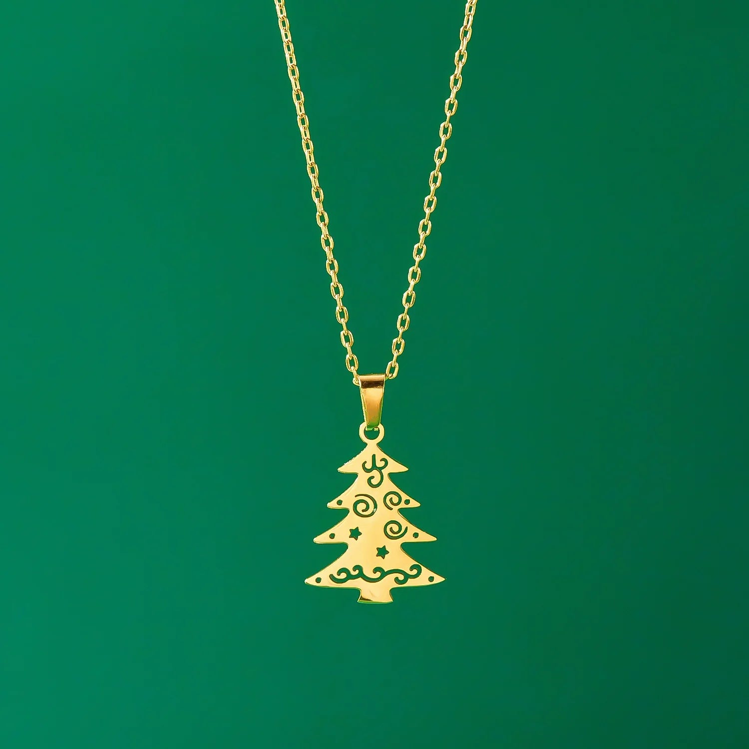 Collar con Colgante Invernal pino oro