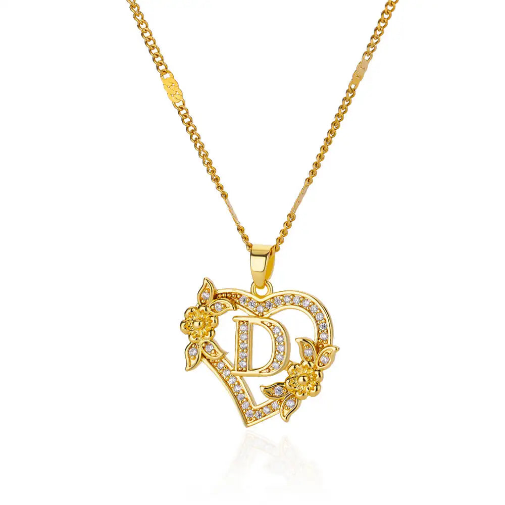Collar con colgante de inicial y corazón d
