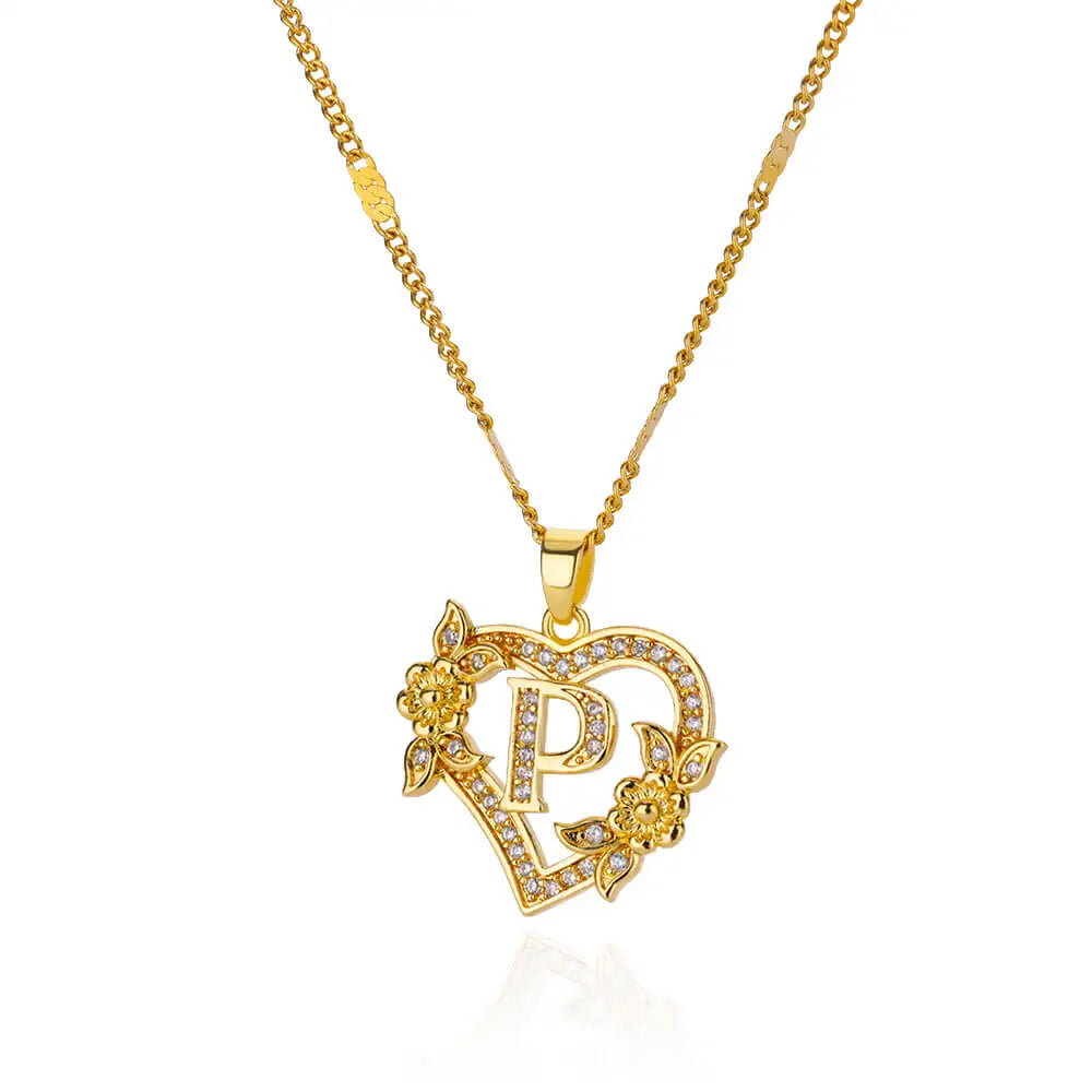 Collar con colgante de inicial y corazón p