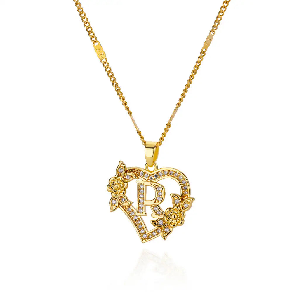 Collar con colgante de inicial y corazón r