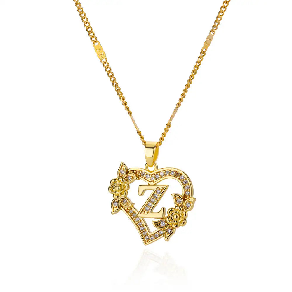 Collar con colgante de inicial y corazón z
