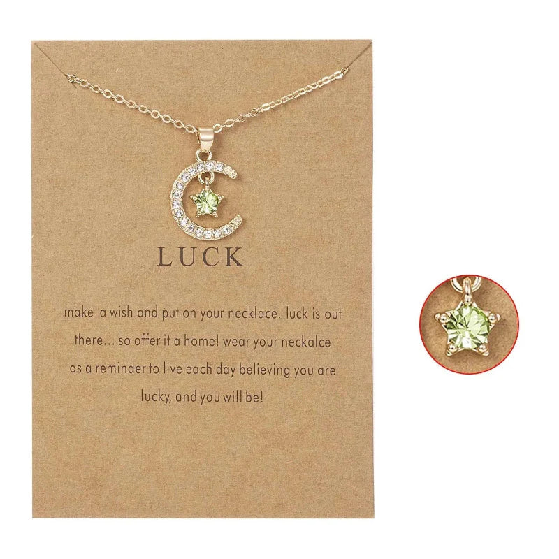 Collar con Colgante de Luna en Cristal Piedra de Nacimiento