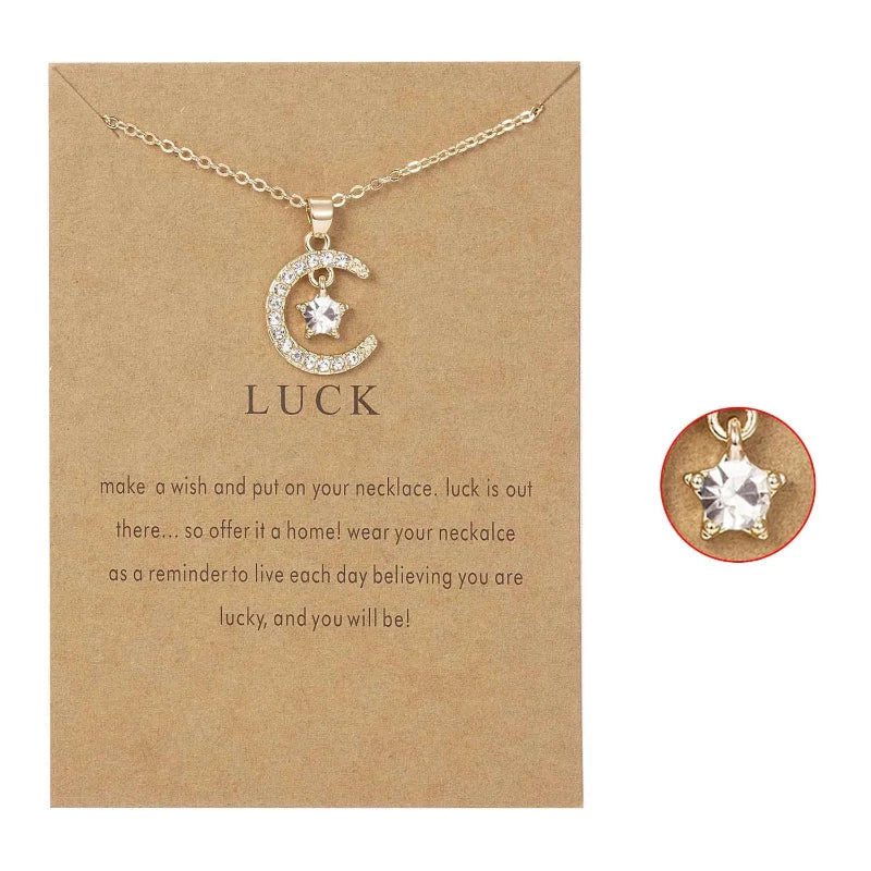 Collar con Colgante de Luna en Cristal Piedra de Nacimiento