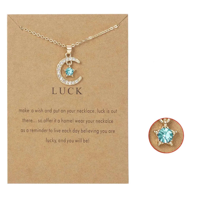 Collar con Colgante de Luna en Cristal Piedra de Nacimiento