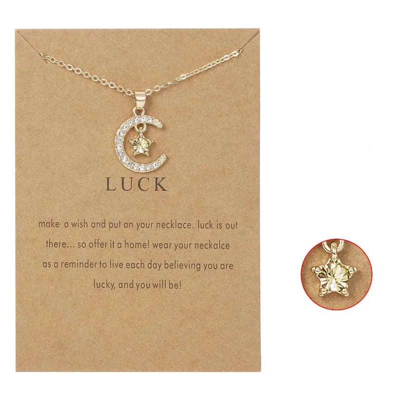 Collar con Colgante de Luna en Cristal Piedra de Nacimiento