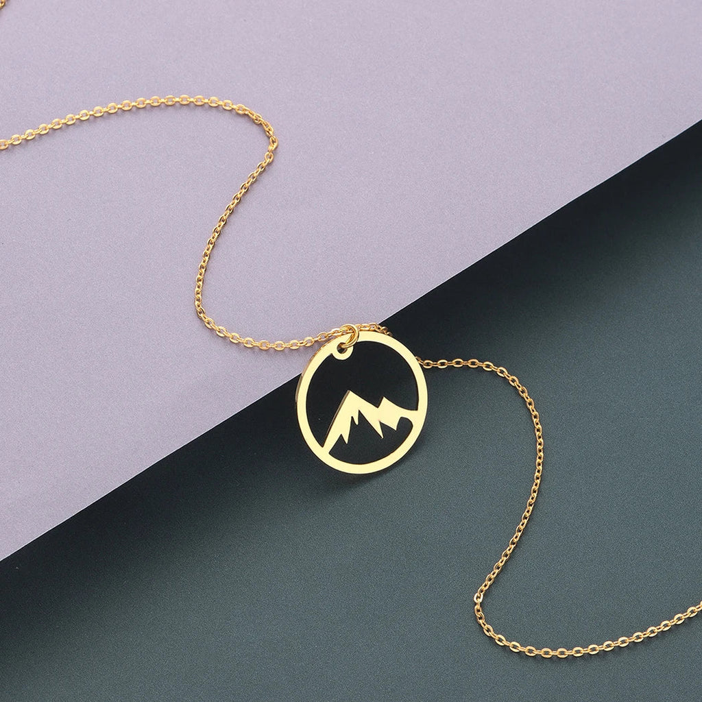 Collar con Colgante de Montaña para Hombre o Mujer oro