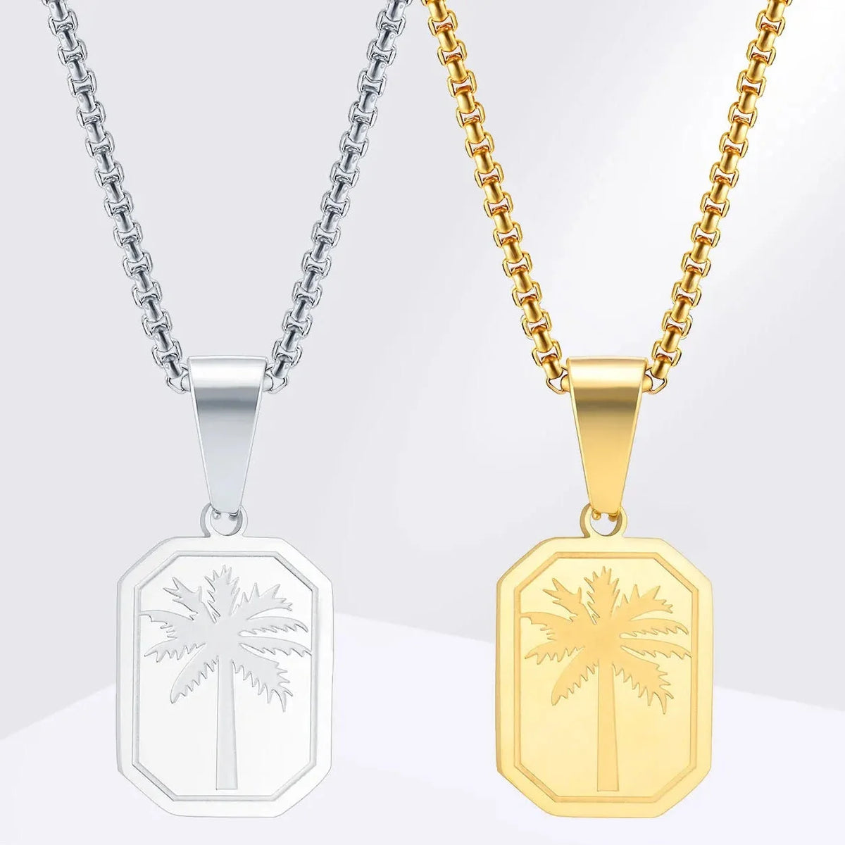Collar con colgante de palmera geométrica dorado