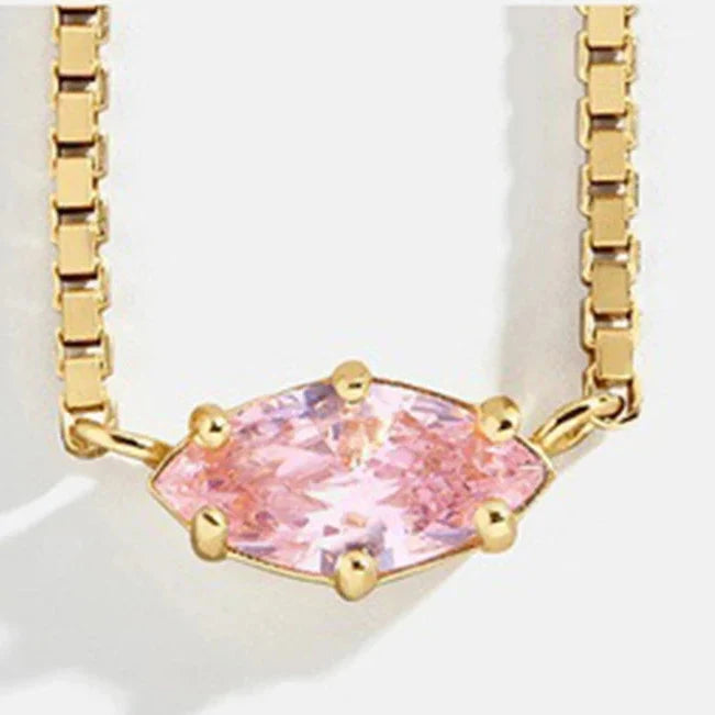 Collar con colgante de piedra natal en forma de ojo octubre