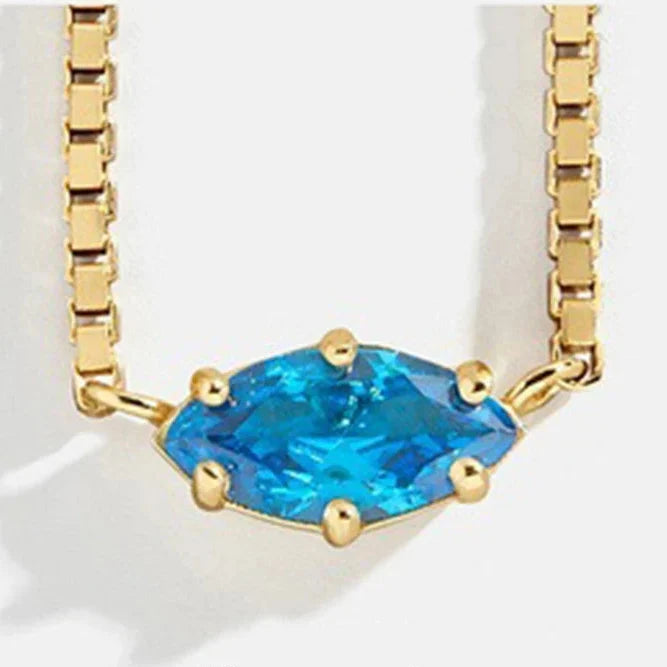 Collar con colgante de piedra natal en forma de ojo diciembre