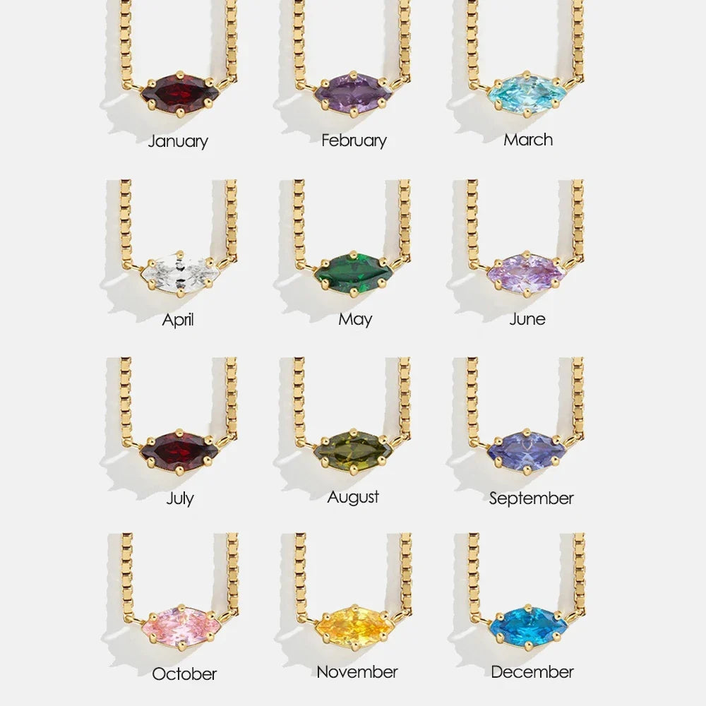 Collar con colgante de piedra natal en forma de ojo