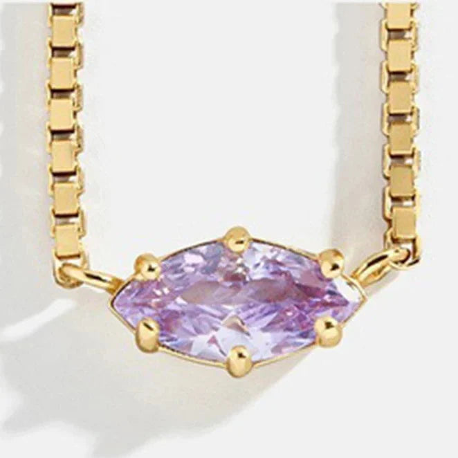 Collar con colgante de piedra natal en forma de ojo junio
