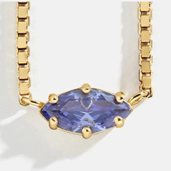 Collar con colgante de piedra natal en forma de ojo septiembre