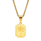 Collar con Colgante Rectangular de Palma en oro