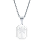 Collar con Colgante Rectangular de Palma en plata