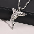 Collar con Colgante de Tiburón para Hombre plata
