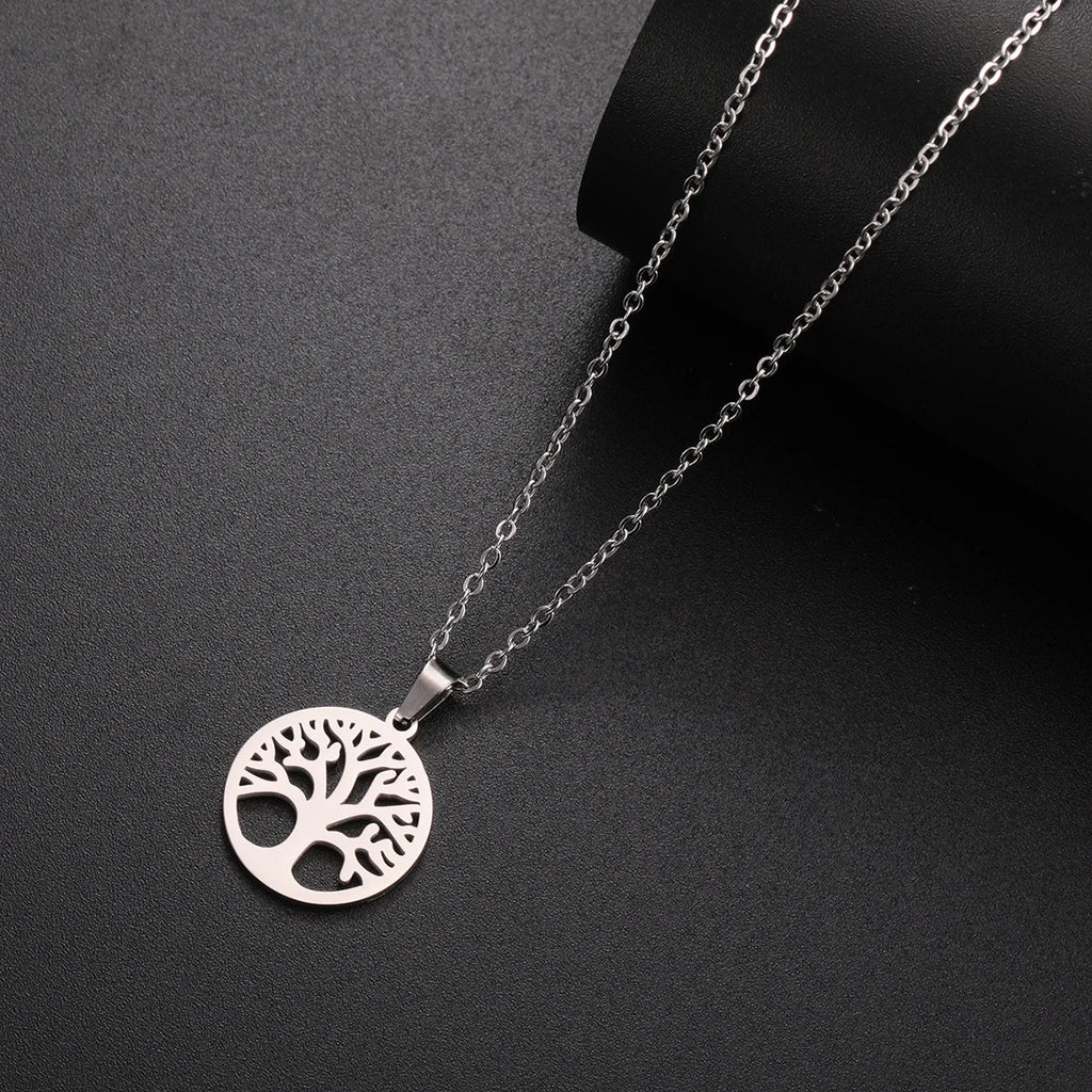 Collar con Colgante Redondo Árbol de la Vida para Hombre o Mujer plata