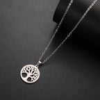 Collar con Colgante Redondo Árbol de la Vida para Hombre o Mujer plata