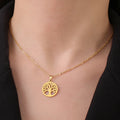 Collar con Colgante Redondo Árbol de la Vida para Hombre o Mujer oro