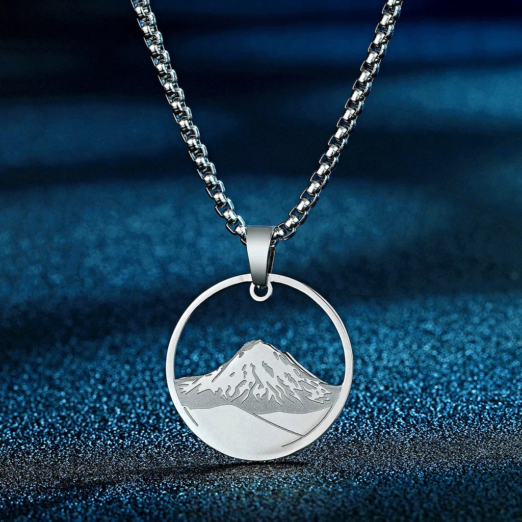 Collar con Colgante Redondo Montaña plata