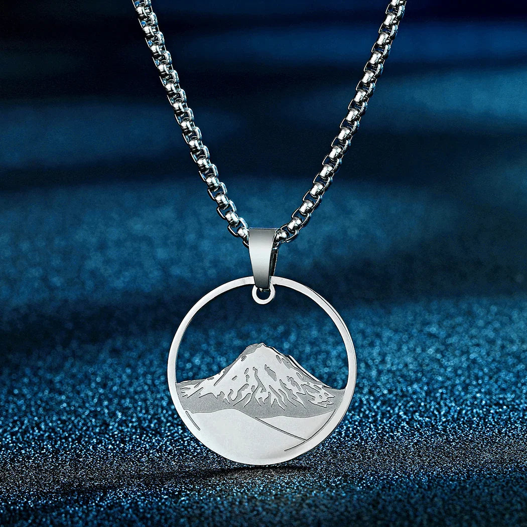 Collar con Colgante Redondo Montaña plata