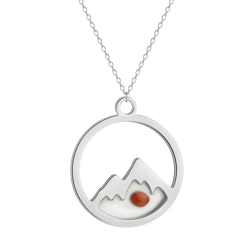 Collar con Colgante Redondo Montaña y Semilla en plata