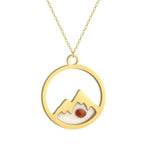 Collar con Colgante Redondo Montaña y Semilla en oro