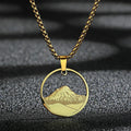 Collar con Colgante Redondo Montaña oro