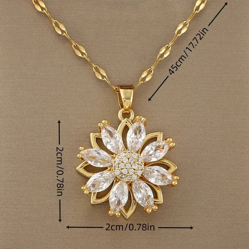 Collar con Colgante Giratorio Flor Antiestrés para Mujer